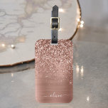 Etiqueta Para Maletas Monograma Rosa Metalizado de Purpurina rosa dorado<br><div class="desc">Oro Rosa - Purpurina de espuma metálica de Relieve metalizado de imitación rosada de Rubor Cepillado Nombre Metalizado del Monograma y etiqueta inicial de la bolsa o equipaje. Esto hace que el dulce perfecto cumpleaños 16, boda, ducha de novia, aniversario, ducha de bebé o fiesta de soltera sea regalo para...</div>