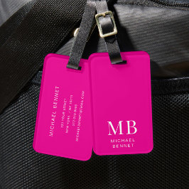 Etiqueta Para Maletas Monograma Rosa Moderno