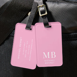 Etiqueta Para Maletas Monograma Rosa Moderno