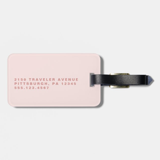 Etiqueta Para Maletas Monograma rosa rosa Rubor (Atrás Horizontal)