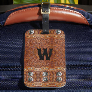 Etiqueta Para Maletas Monograma rústico de granja de vacuno de campo occ