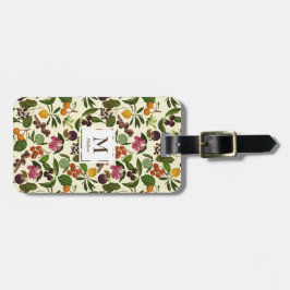 Etiqueta Para Maletas Monograma rústico pintado a mano de las frutas