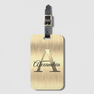 Etiqueta Para Maletas Monograma Shimmery Gold