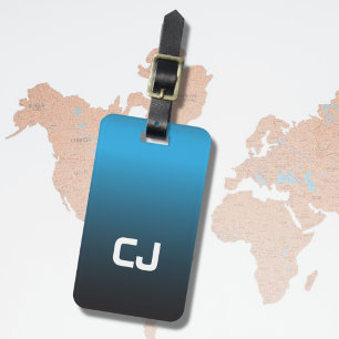 Etiqueta Para Maletas Monograma simple Guay Blue Ombre