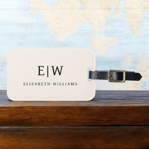 Etiqueta Para Maletas Monograma simple profesional neutro Minimalista