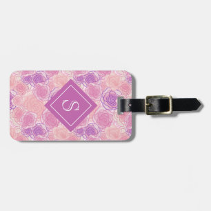 Etiqueta Para Maletas Monograma Subió floral personalizado retro