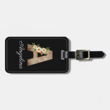 Monograma Una flor de la letra de madera negra Eti