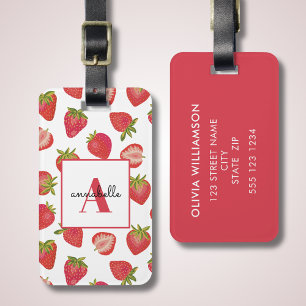 Etiqueta Para Maletas Monograma Verano Fresa Personalizada