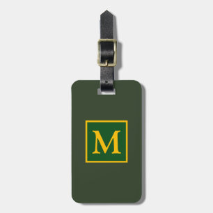 Etiqueta Para Maletas monograma verde/amarillo para viajero