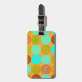 Etiqueta Para Maletas Monograma verde azul turquesa y círculo Naranja