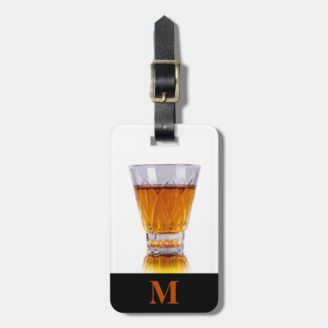 Etiqueta Para Maletas Monograma Viaje Whiskey Shot (Frente Vertical)