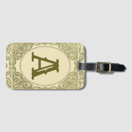 Etiqueta Para Maletas Monograma vintage borde victoriano verde