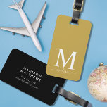 Etiqueta Para Maletas Monograma y caligrafía con fondo editable<br><div class="desc">Viaja con estilo con esta etiqueta de equipaje monograma que incluye un monograma serif y tu nombre en un guión caligráfico en la parte delantera. El color de fondo de la parte delantera y posterior es modificable, haga clic en personalizar para cambiar el color Personalízalo reemplazando el texto del marcador...</div>