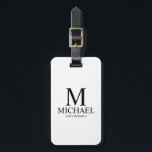 Etiqueta Para Maletas Monograma y nombre de Groomsman personalizado mode<br><div class="desc">Regalos Groomsman personalizados modernos en blanco y negro con monograma personalizado,  nombre y título de un groomsman con estilo de letra serif clásico negro sobre fondo blanco. También perfecto para el Mejor Hombre,  Padre de la Novia y más.</div>