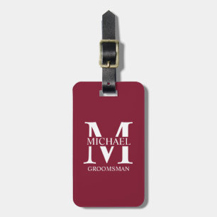 Etiqueta Para Maletas Monograma y nombre del Groomsman personalizado