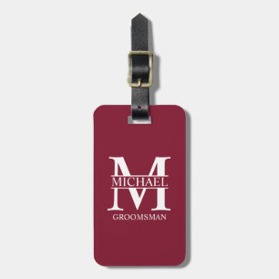 Etiqueta Para Maletas Monograma y nombre del Groomsman personalizado