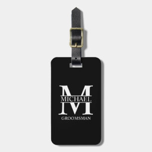 Etiqueta Para Maletas Monograma y nombre del Groomsman personalizado