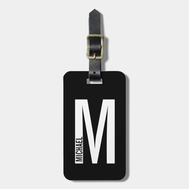 Etiqueta Para Maletas Monograma y nombre en negrita personalizados moder (Frente Vertical)
