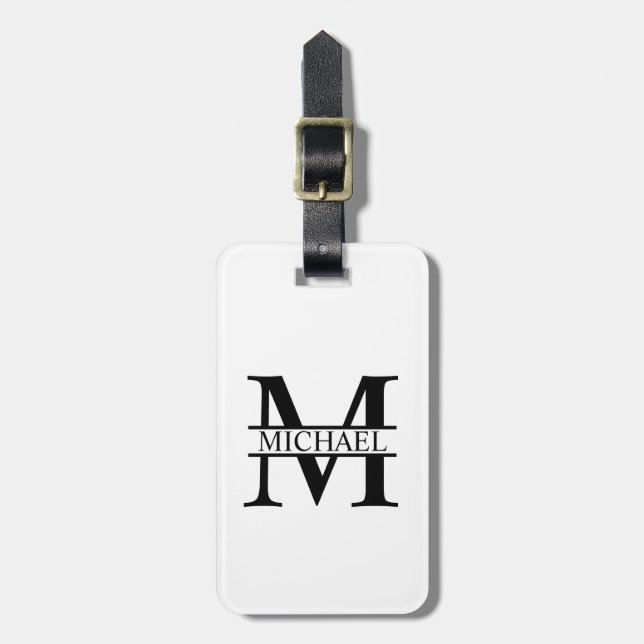 Etiqueta Para Maletas Monograma y nombre personalizados (Frente Vertical)