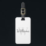 Etiqueta Para Maletas Monograma y nombre personalizados<br><div class="desc">Monograma y nombre personalizados Giftto presenta un nombre personalizado en estilo de fuente de escritura gris y monograma en estilo de fuente serif gris claro como fondo,  en fondo blanco.

Perfecto como regalo de vacaciones,  favores de reunión familiar,  gracias a los padrinos y regalo para cualquier ocasión especial.</div>