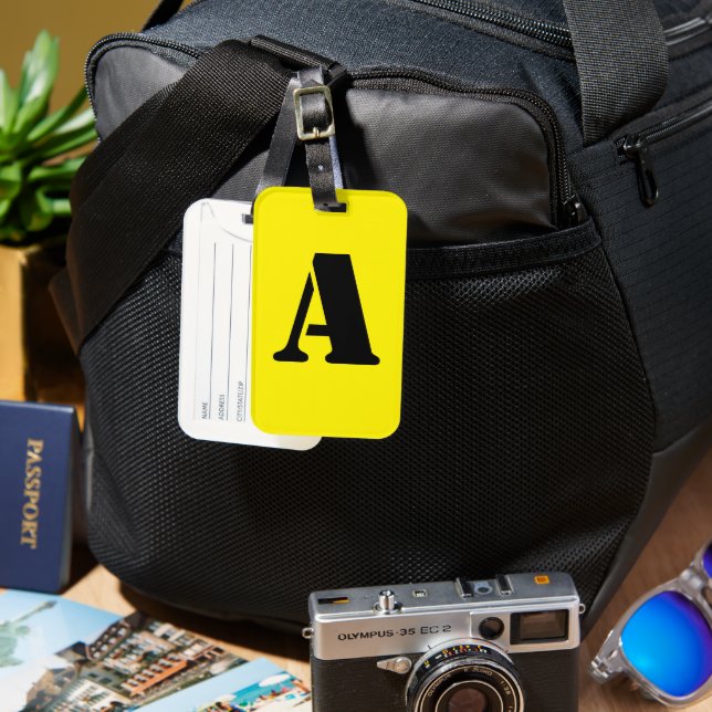 Etiqueta Para Maletas Monogramado amarillo (Anverso & Reverso)