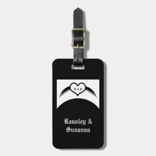 Etiqueta Para Maletas Monogramado Boda gótico Personalizado del corazón 