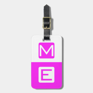 Etiqueta Para Maletas Monogramado de cabeza de bloqueo rosa
