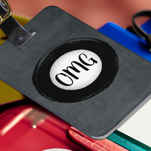 Etiqueta Para Maletas Monogramado de color negro y blanco grunge moderno