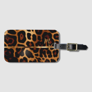 Etiqueta Para Maletas Monogramado de moda Leopard Print y Gold