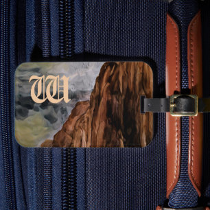 Etiqueta Para Maletas Monogramado de pintura de las Montañas Rocosas de