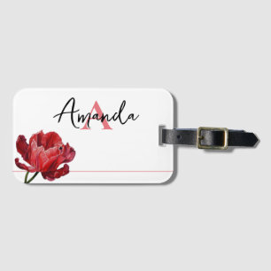 Etiqueta Para Maletas Monogramado de Tulip Floral rosa pintado