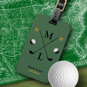 Etiqueta Para Maletas Monogramado de un jugador de golf elegante