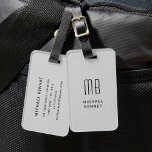 Etiqueta Para Maletas Monogramado gris moderno<br><div class="desc">Etiqueta de equipaje monogramada en gris moderno.</div>