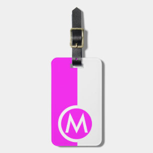 Etiqueta Para Maletas Monogramado moderno de dos tonos rosados
