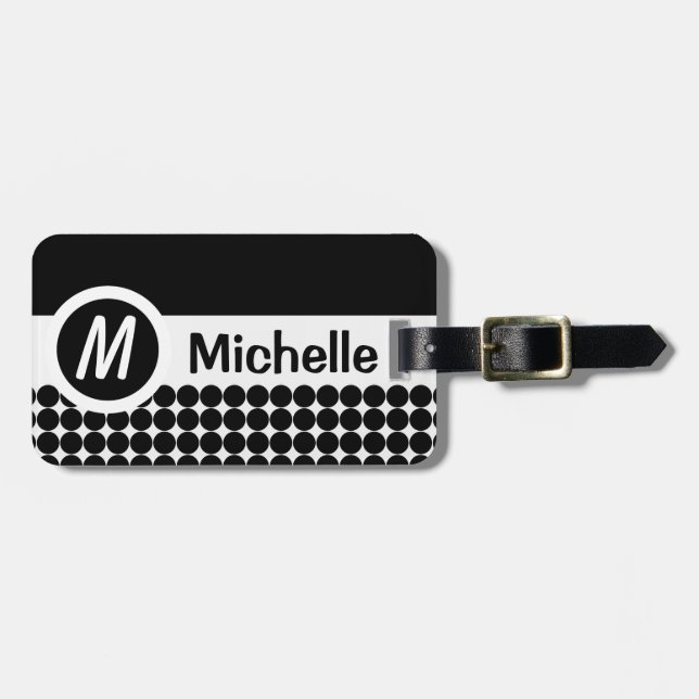 Etiqueta Para Maletas Monogramado negro de impresión (Frente Horizontal)