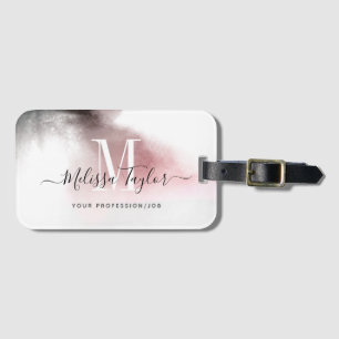 Etiqueta Para Maletas Monogramado Ombre Rosa y Púrpura