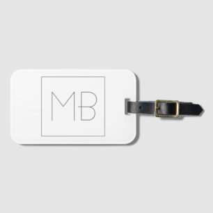 Etiqueta Para Maletas Monogramado único blanco elegante