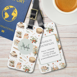 Etiqueta Para Maletas Monogramado Whimsical Floral Strawberry