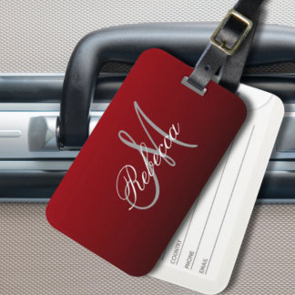 Etiqueta Para Maletas monogramas abstractos de marsala maroon burgundy g