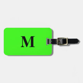 Etiqueta Para Maletas Monogramas color verde fluorescente neón nombre