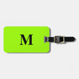Etiqueta Para Maletas Monogramas de color verde limón fluorescente nombr