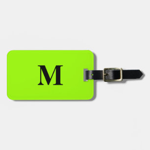 Etiqueta Para Maletas Monogramas de color verde limón fluorescente nombr