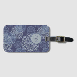 Etiqueta Para Maletas Monogrammed Boho Denim Moody Blues Mandalas Passpo