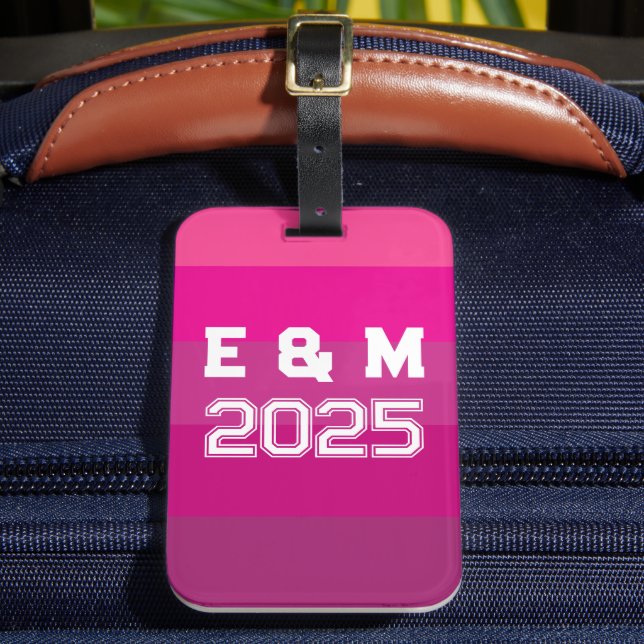 Etiqueta Para Maletas "Monogramo de personalizable y años (Anverso In situ 2)