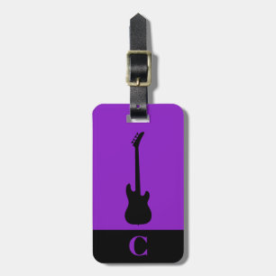 Etiqueta Para Maletas Monogramo Viaje Música Electric Bass Guitarra Purp