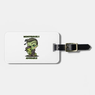Etiqueta Para Maletas Monstruo de Frankenstein lindo con peluche