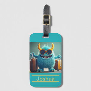 Etiqueta Para Maletas Monstruo Lindo Personalizado con Nombre para Niños