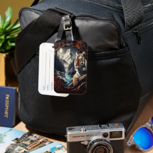 Etiqueta Para Maletas Montaña lunar del tigre de Bengala