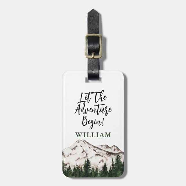 Etiqueta Para Maletas Montañas rusticas personalizadas (Frente Vertical)