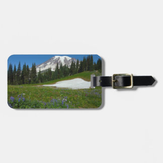 Etiqueta Para Maletas Monte Rainier, flores silvestres y nieve